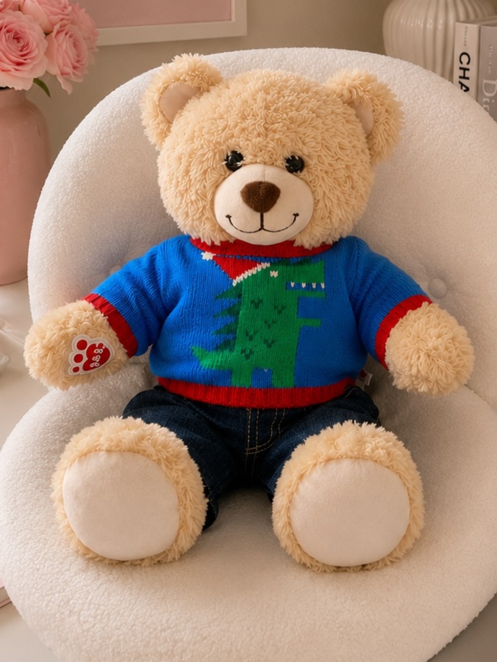 Build a Bear Teddy Bear wearing Christmas sweater 2018